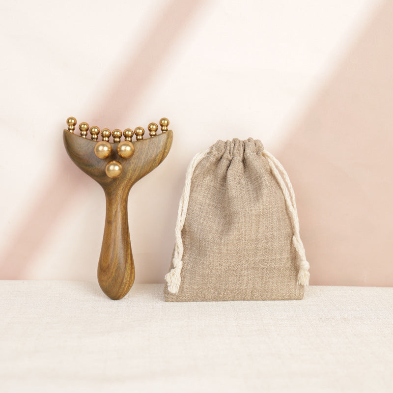 Green & Purple Sandalwood Brass Body Massager, Multi-functional Gua Sha Tool