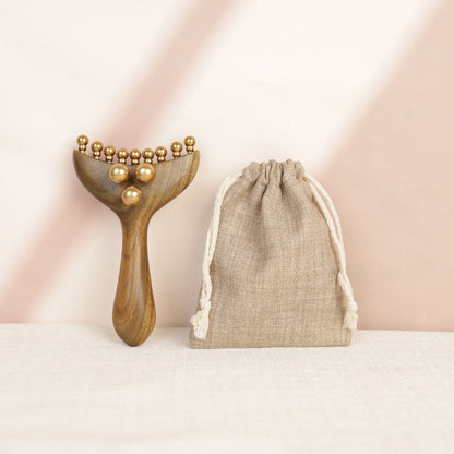 Green & Purple Sandalwood Brass Body Massager, Multi-functional Gua Sha Tool