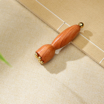 Rosewood & Brass Bead Massage Stick, Facial Gua Sha Tool