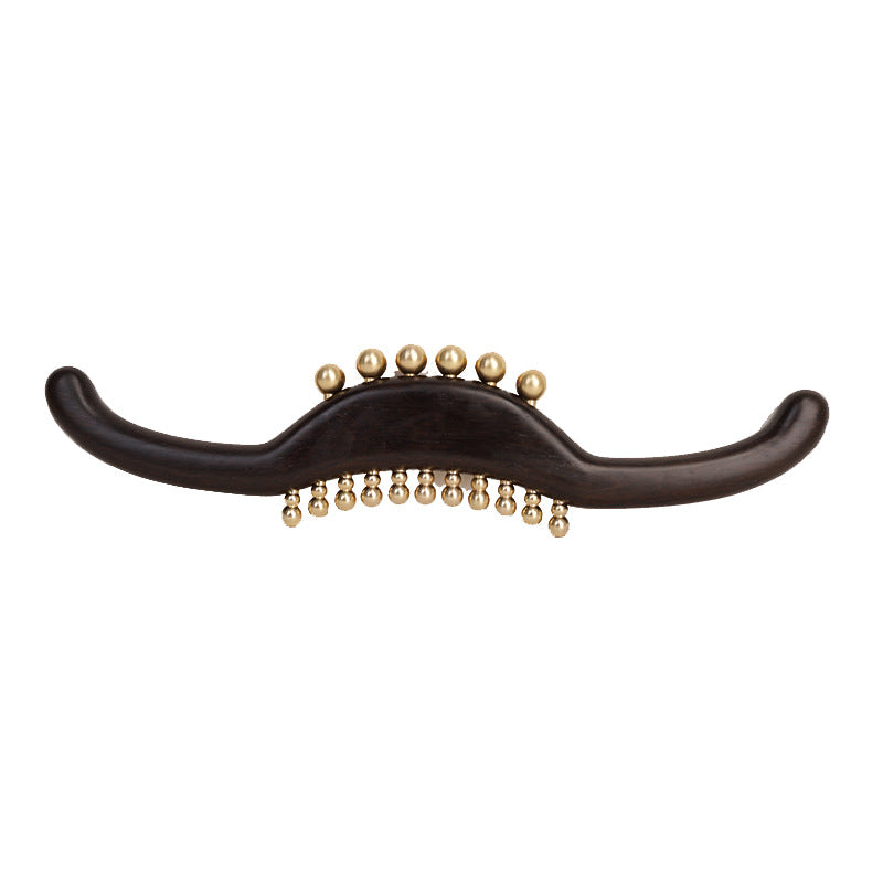 Black Sandalwood Double-sided Brass Massage Stick, Full Body Gua Sha Tool
