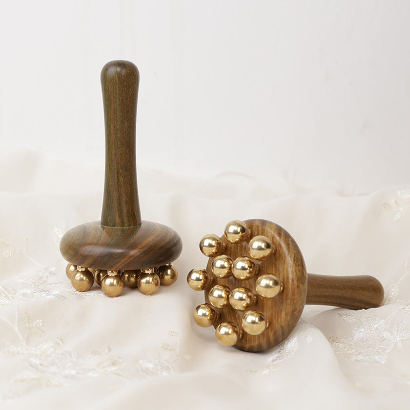 Green Sandalwood & Brass Massage Comb, Full Body Gua Sha Tool