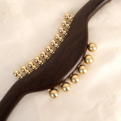 Black Sandalwood Double-sided Brass Massage Stick, Full Body Gua Sha Tool