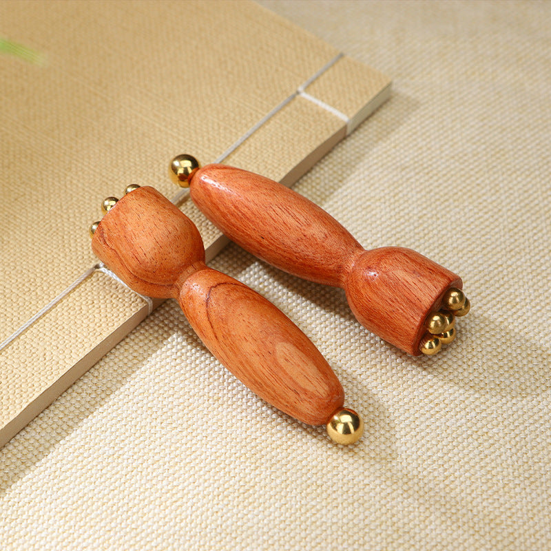 Rosewood & Brass Bead Massage Stick, Facial Gua Sha Tool