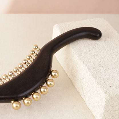 Black Sandalwood Double-sided Brass Massage Stick, Full Body Gua Sha Tool