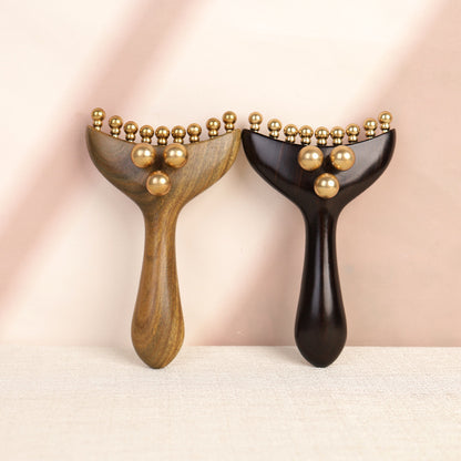 Green & Purple Sandalwood Brass Body Massager, Multi-functional Gua Sha Tool