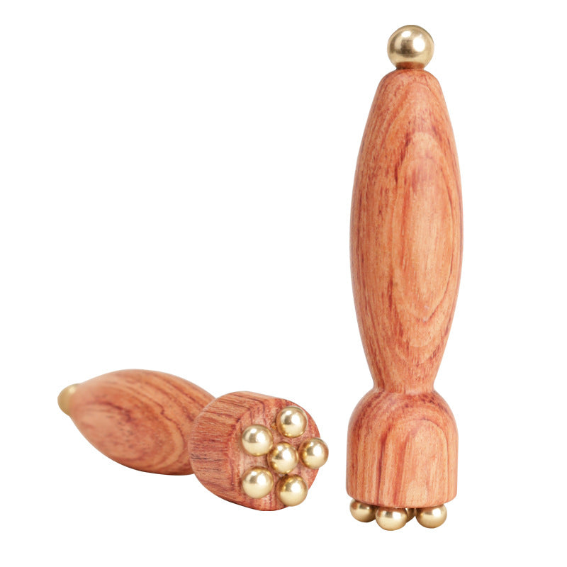 Rosewood & Brass Bead Massage Stick, Facial Gua Sha Tool