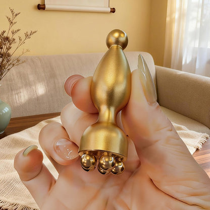 Solid Brass Lotus Eye & Facial Massager, Acupoint Gua Sha Tool