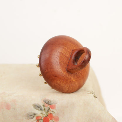 Red Sandalwood & Brass Ring Massage Comb, Full Body Gua Sha Tool