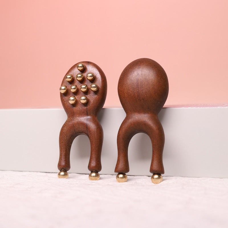 Sandalwood & Brass Frog Massager, Multi-Function Gua Sha Tool