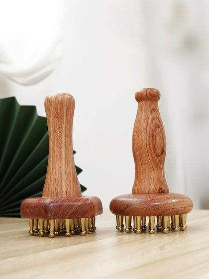 Rosewood & Brass Meridian Brush, Full Body Massage Tool