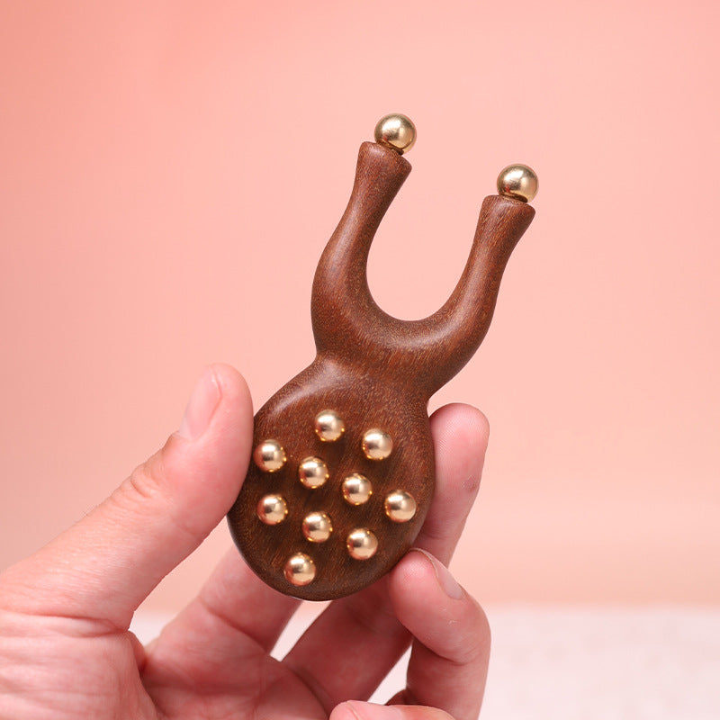 Sandalwood & Brass Frog Massager, Multi-Function Gua Sha Tool