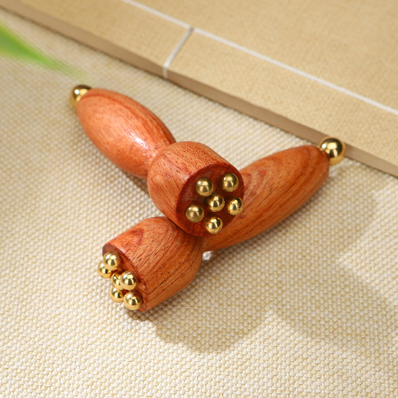 Rosewood & Brass Bead Massage Stick, Facial Gua Sha Tool