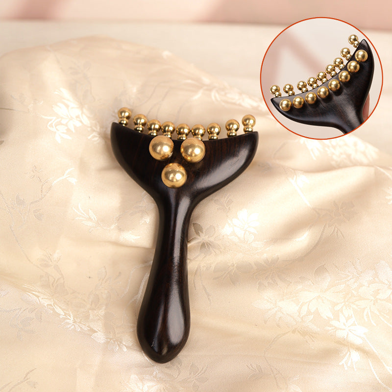 Green & Purple Sandalwood Brass Body Massager, Multi-functional Gua Sha Tool