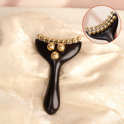 Green & Purple Sandalwood Brass Body Massager, Multi-functional Gua Sha Tool