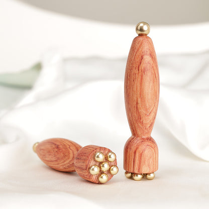 Rosewood & Brass Bead Massage Stick, Facial Gua Sha Tool