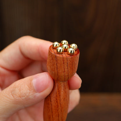 Rosewood & Brass Bead Massage Stick, Facial Gua Sha Tool