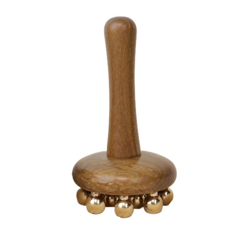 Green Sandalwood & Brass Massage Comb, Full Body Gua Sha Tool