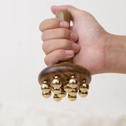 Green Sandalwood & Brass Massage Comb, Full Body Gua Sha Tool