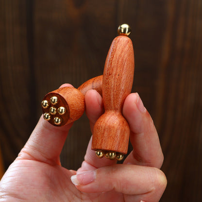 Rosewood & Brass Bead Massage Stick, Facial Gua Sha Tool